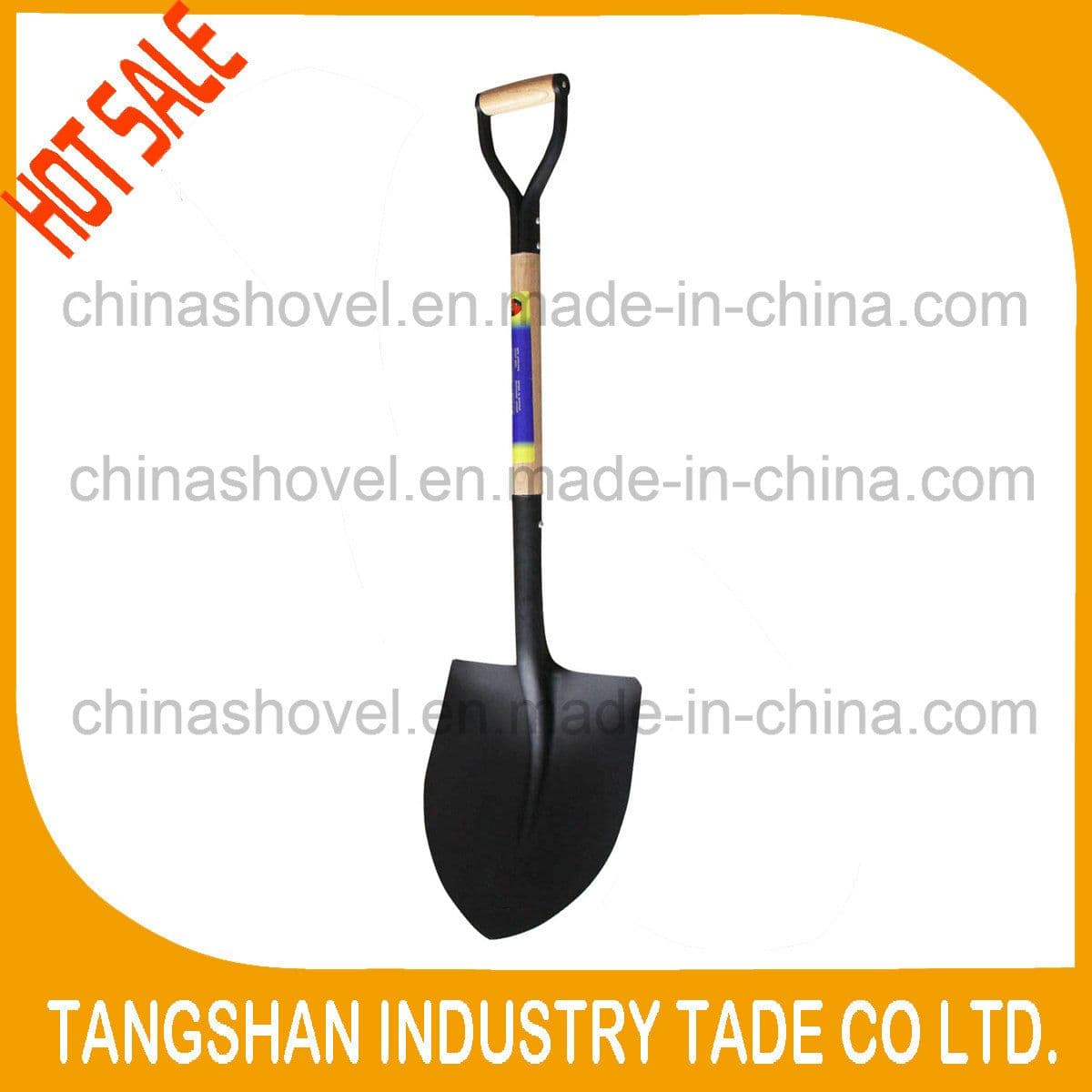 Wood Handle and Metal Grip Steel Shovel