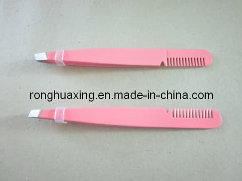 Cosmetic Tweezers with Eyebrow Comb Ss-T96