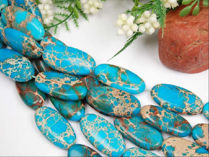 Sea Sediment Jasper 16*30mm Flat Oval Beads