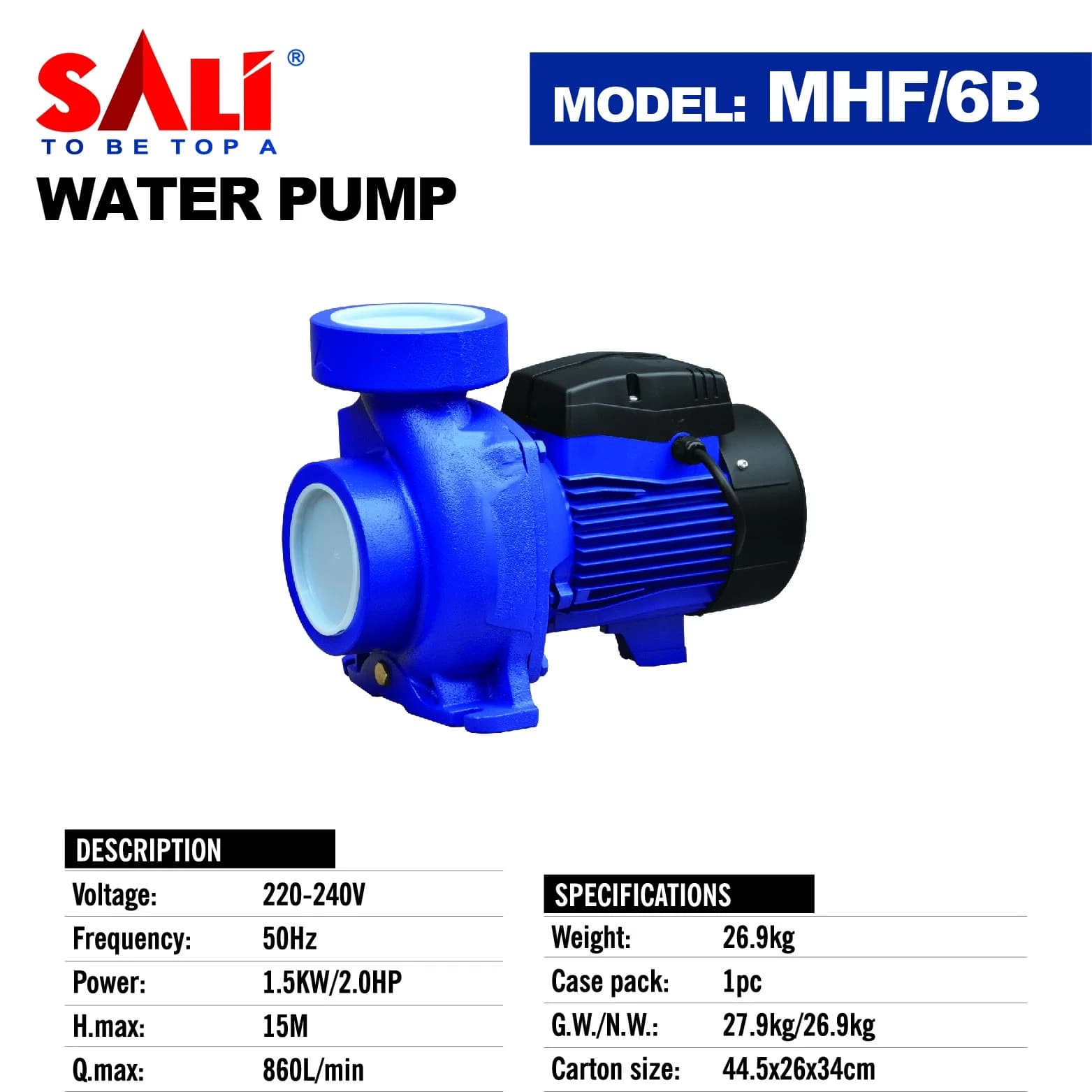 Sali MHF/6B 1500W 2.0HP Centrifugal Pump