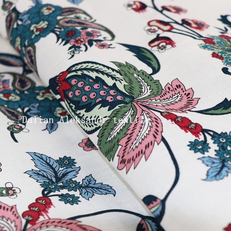 100% Ramie Bleached Printed Grament Fabric