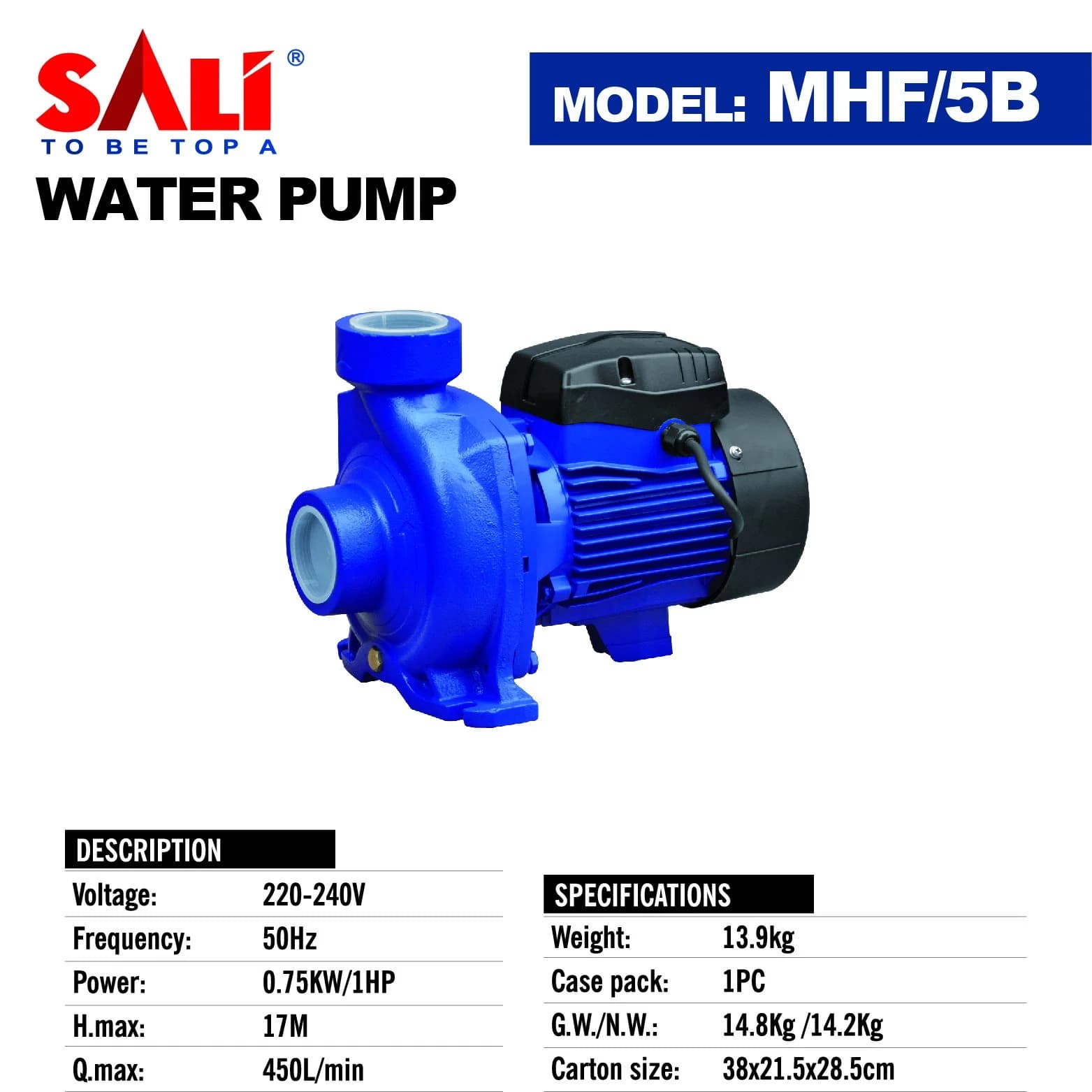 Sali MHF/5B 750W 1.0HP Centrifugal Pump