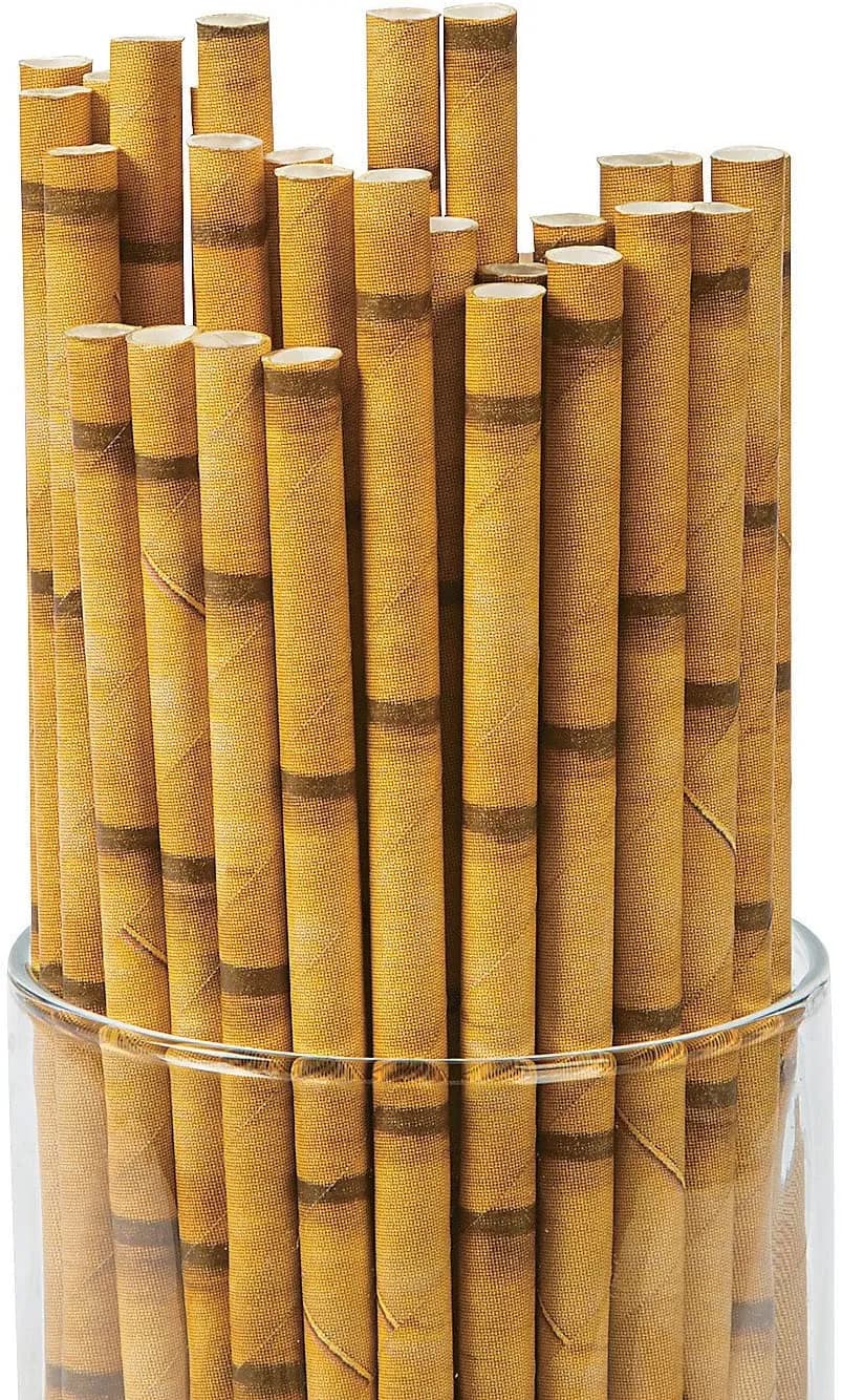 Yellow Bamboo Paper Straws- Party Supplies