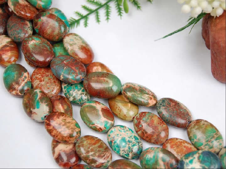 Sea Sediment Jasper 13*18mm Flat Oval Beads