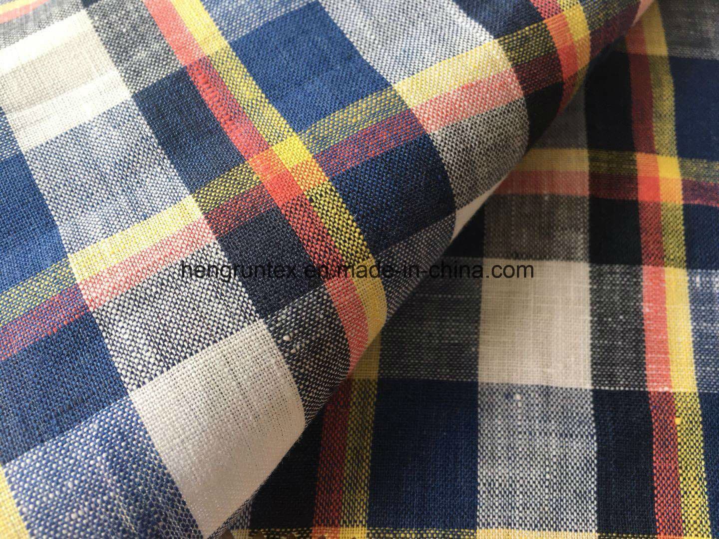 100% Linen Yarn-Dyed Plaid Fabric