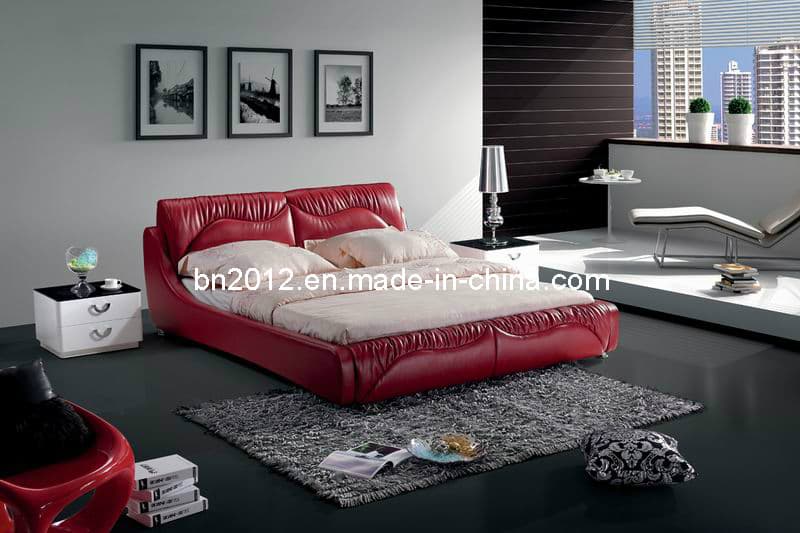 Modern Genuine Leather Bed (SBT-5848)