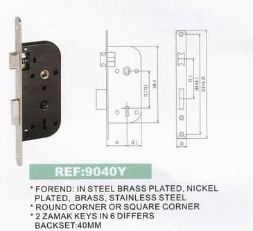 High Quality Mortise Door Lock Body (YJ9040Y)