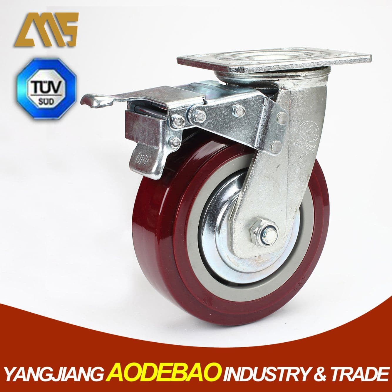 Heavy Duty Double Brake PVC Caster Wheels
