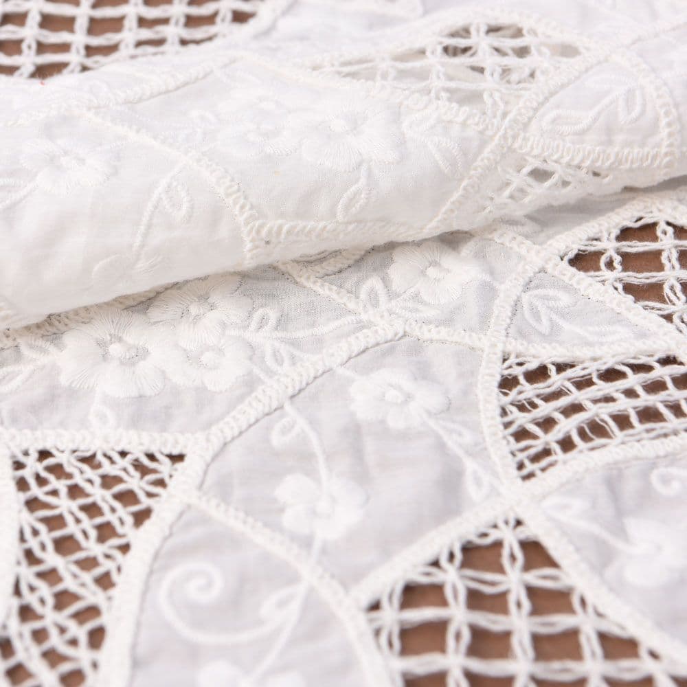Cotton Embroidered Crochet Lace Fabric