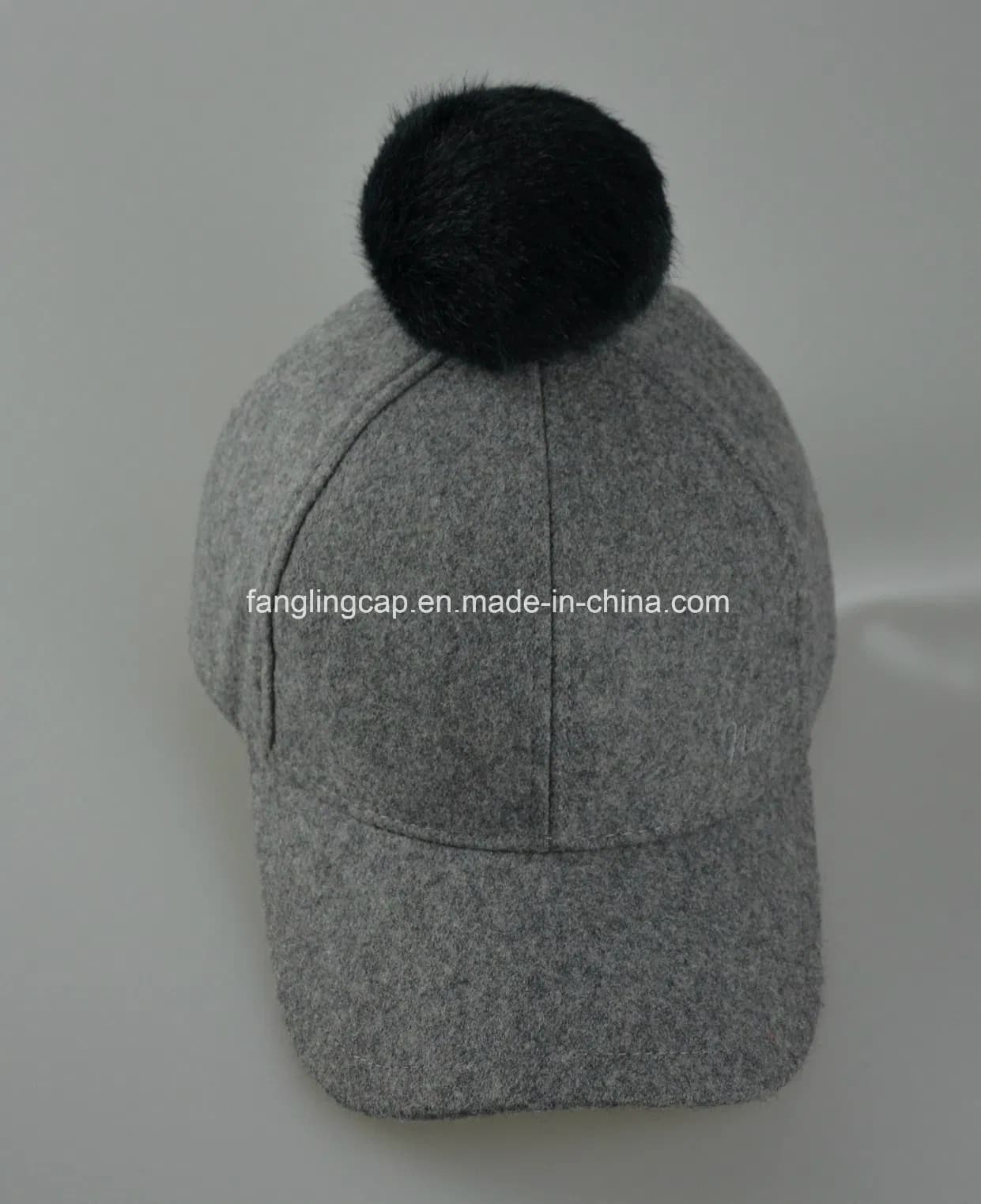 Six Panel Wool Blend POM Hat