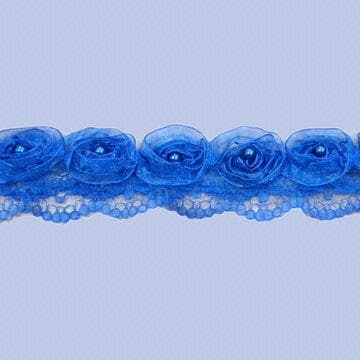 Top Selling Blue Gauze Rose Lace Trims