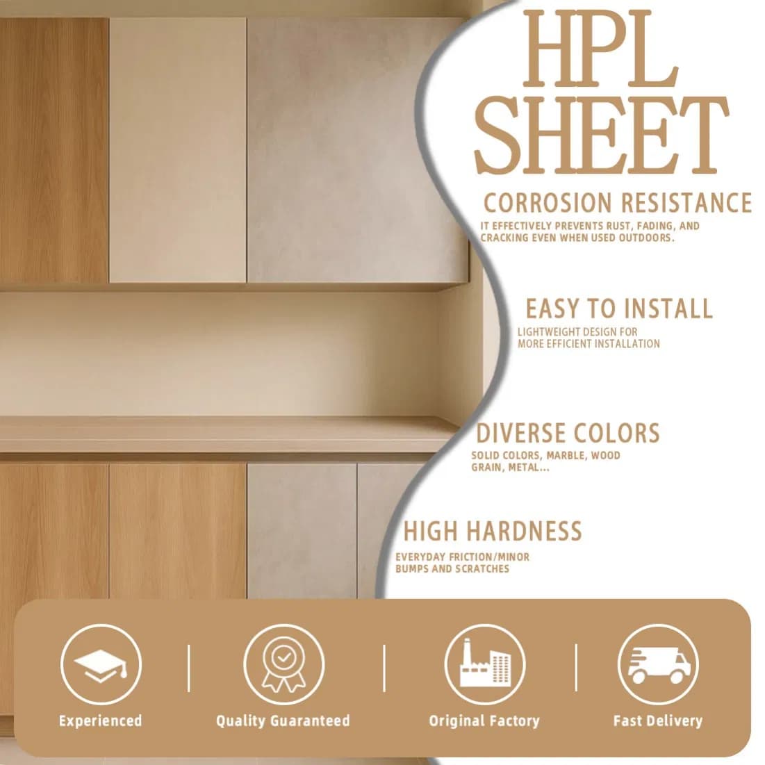 Dimensional Stability Corrosion Resistance High Pressure Laminate (HPL) Sandwich Decorative Wall Panel for Table Top/Toilet Partition/Office Furniture (L-9)