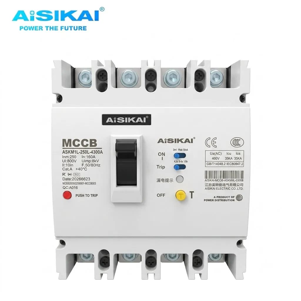 Leakage Circuit Breaker400A 3p/4p Thermomagnetic Earth Leakage Protection Function Aisikai MCCB