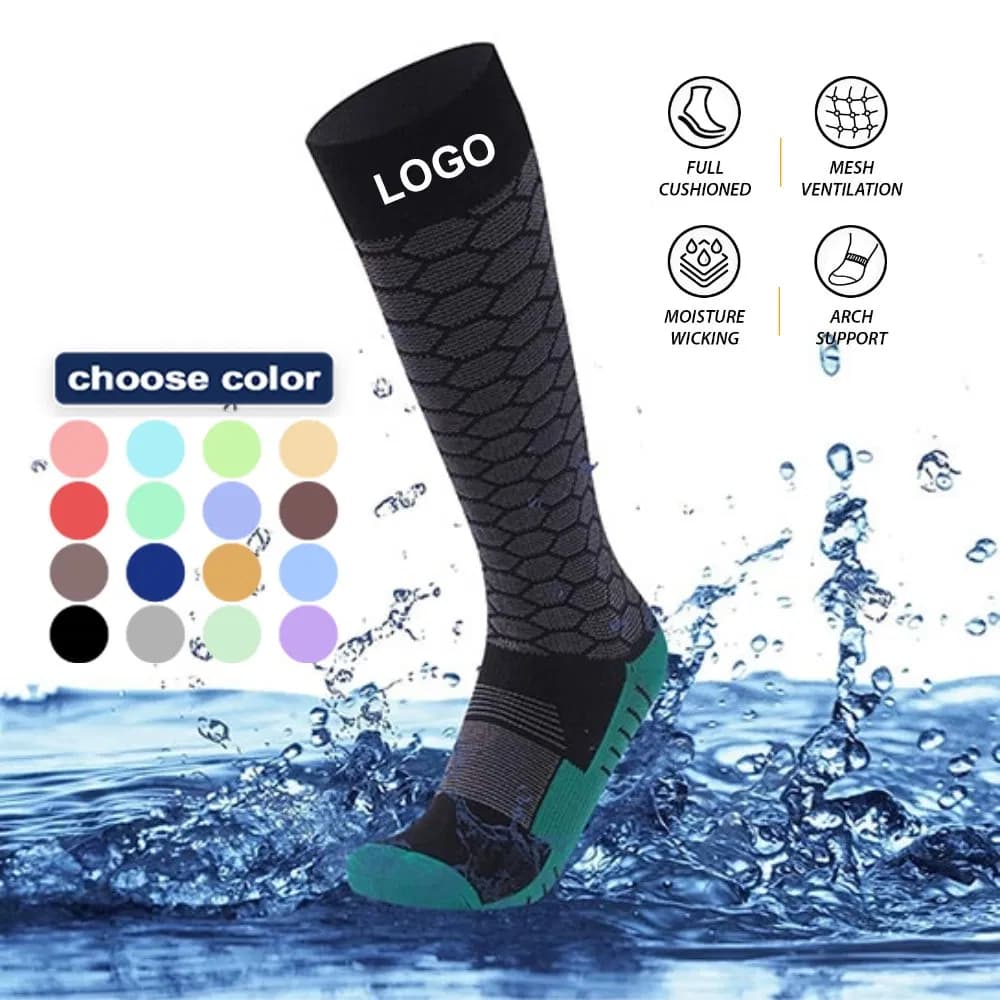 High Quality Design Logo Knee High Outdoor Sports Soft Custom Branded Unisex Luxury Walking Socks Waterproof Socks