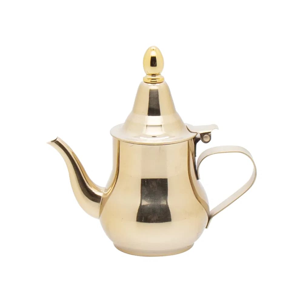 Stainless Steel Moroccan Teapot, Gold Plated Arabic Dallah Coffee Pot