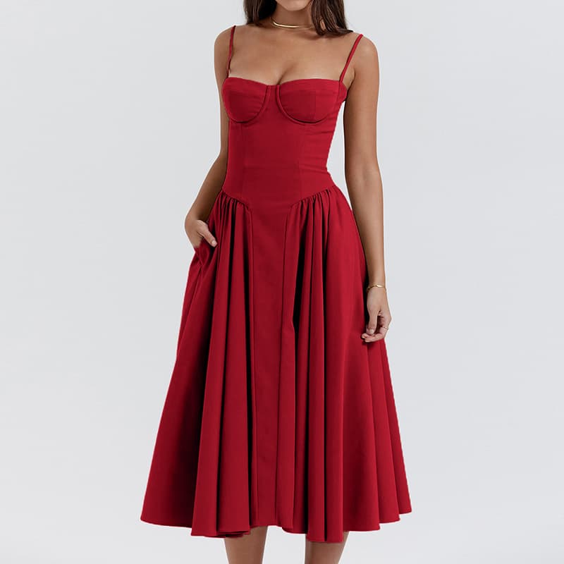 Trendy High-Waisted Halter Slip Dress for Stylish Women
