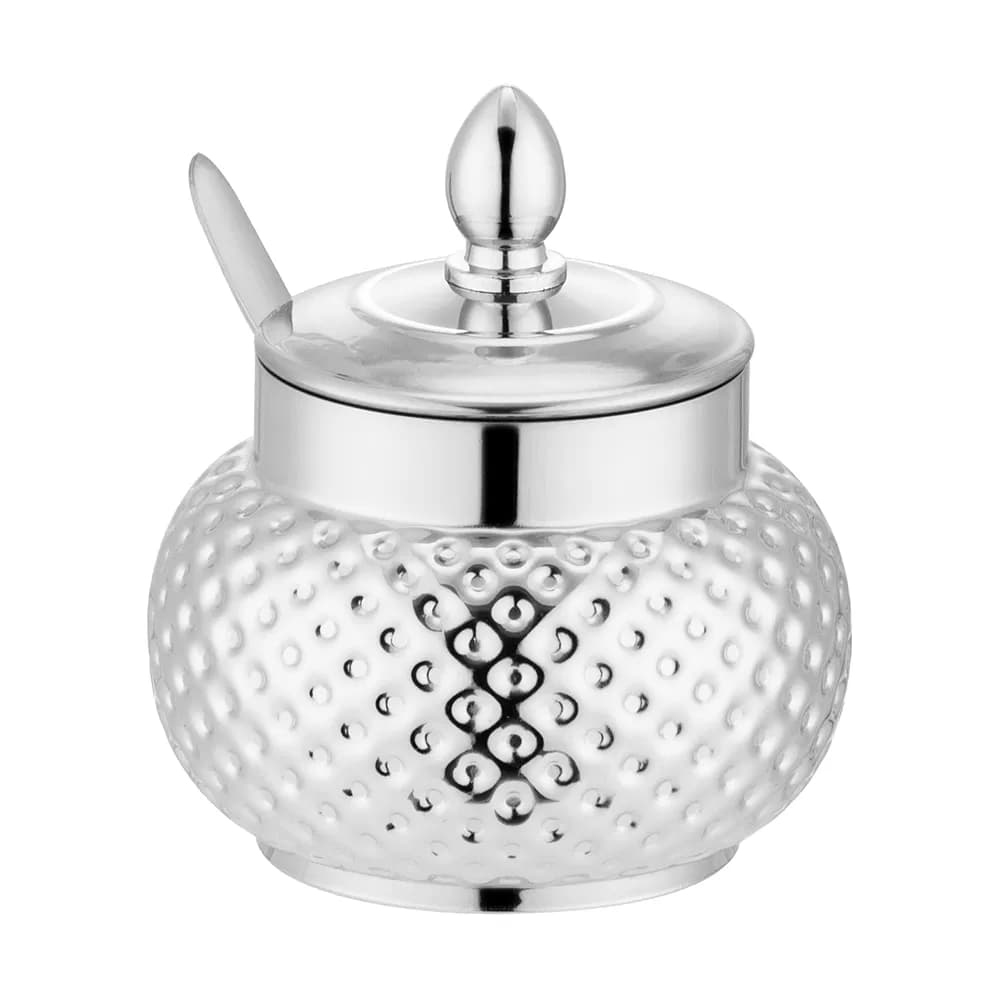Stainless Steel DOT Embossed Seasoning Jar with Lid & Spoon