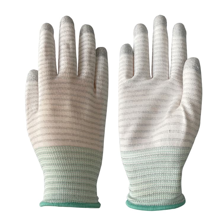 Good Price Dust Free Stripe Design Durable ESD Antistatic PU Gloves