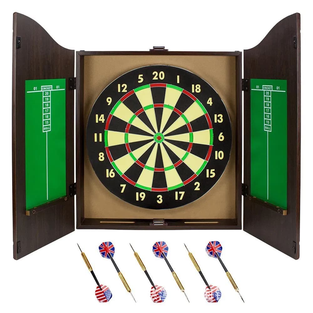 High Quality Indoor Bristle Dartboard with Wooden Cabinet Case