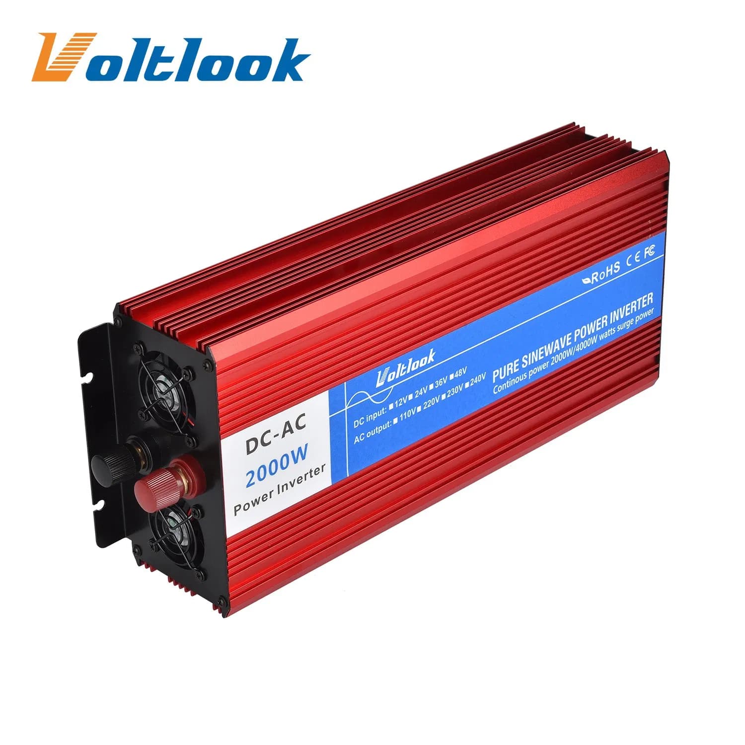 2200W Pure Sine Wave Solar Power Inverter 12V/24V/48V DC to AC 110/230V off Grid Inverter for RV, Home Solar System