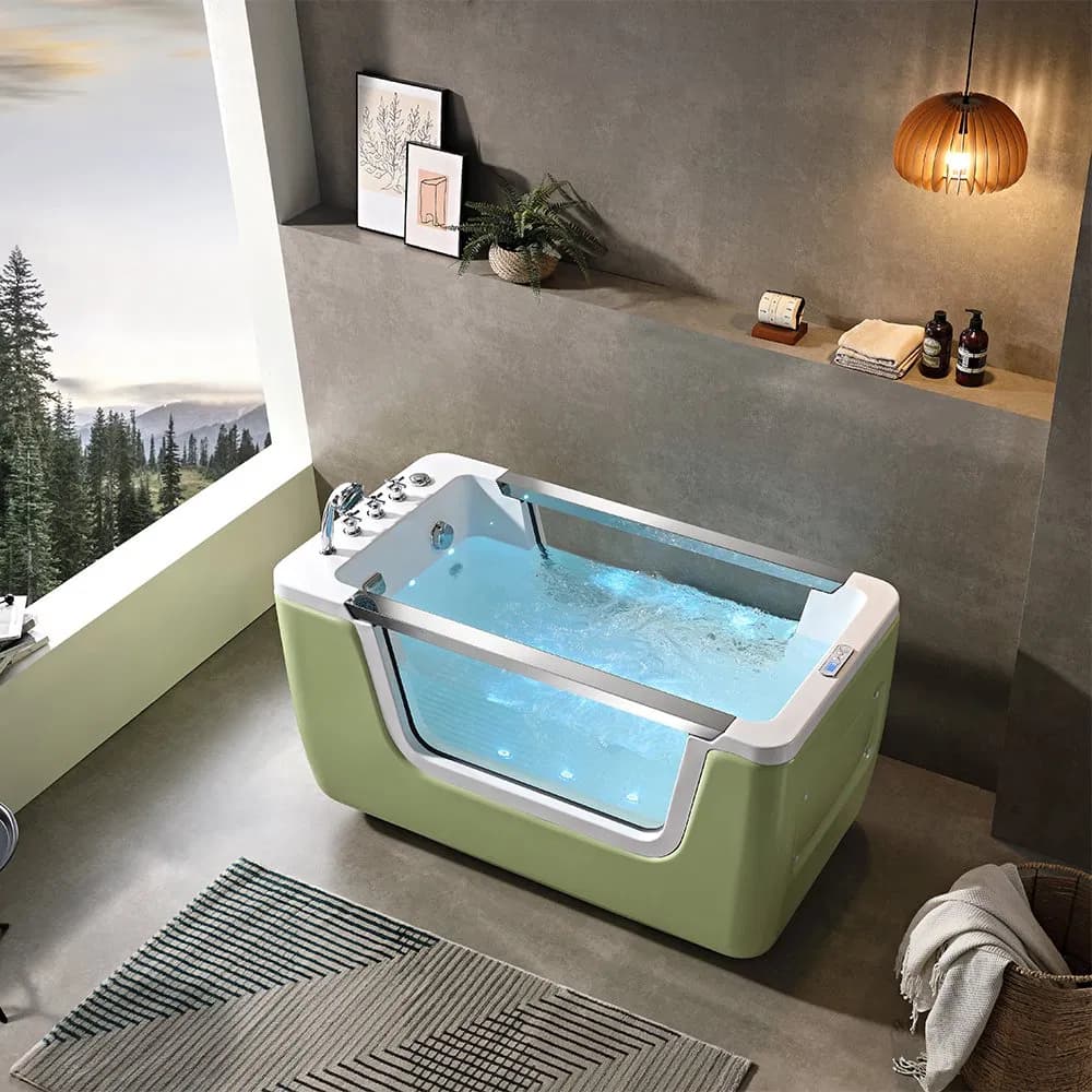 Small Size Baby Bathtub SPA Freestanding Grey Color Acrylic Bubble Massage Therapy Bath Tub