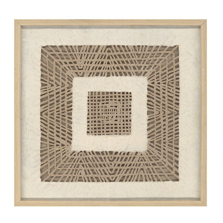 Elegant Geometric Symmetrical Art in Light Wooden Frame Hanging Paintings on The Wall