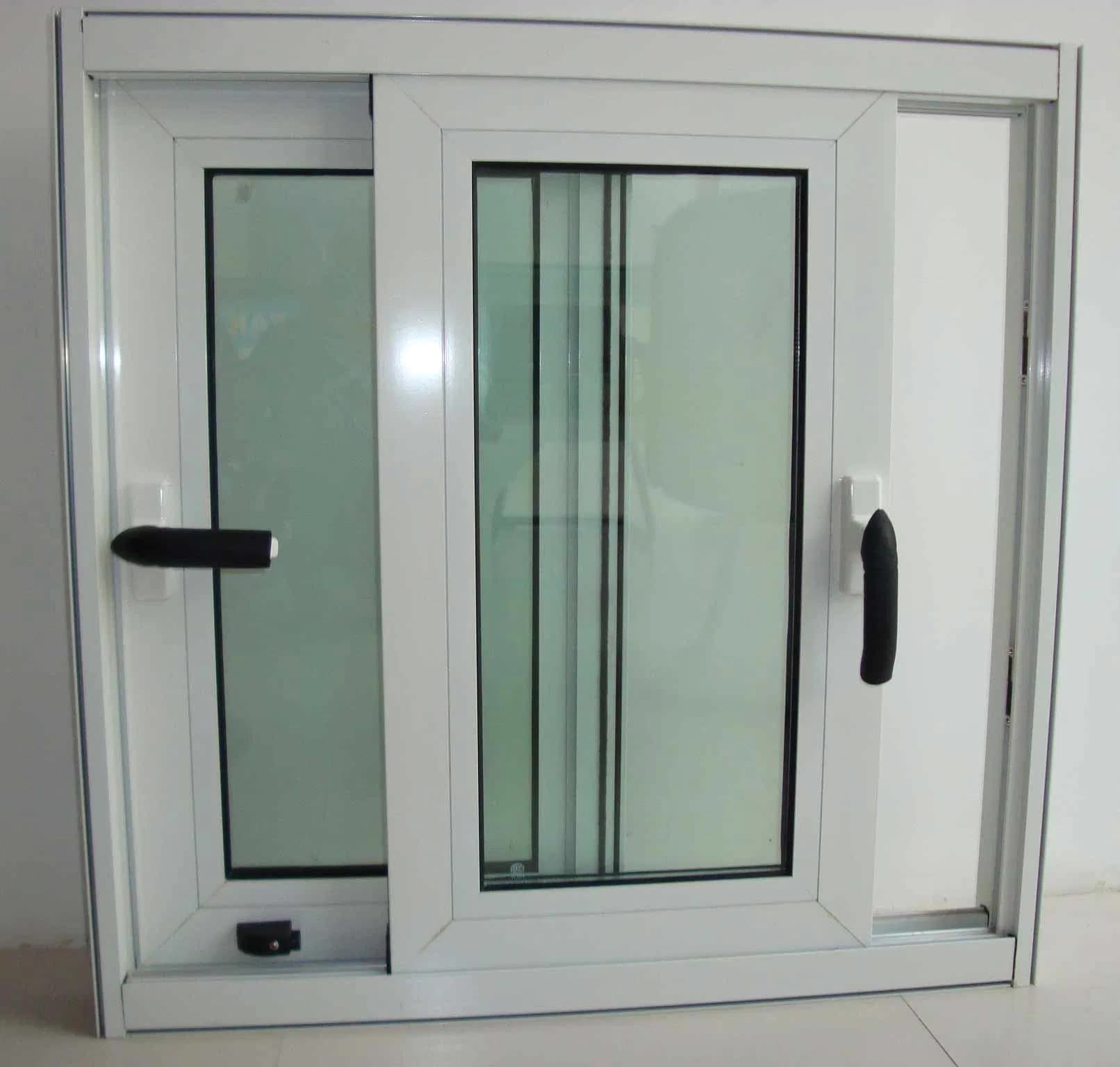 Interior Double Leaf U PVC Sliding Window with Corss Bar Decoration