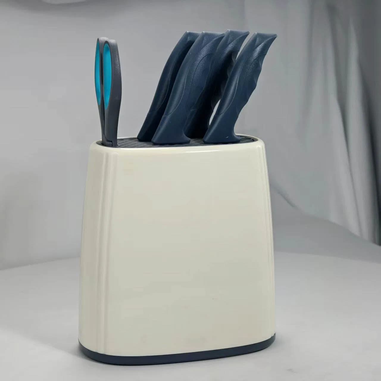 6 PCS Knife Set Non-Stick Coated Blades Plastic Handle Household Kitchen Knife Set