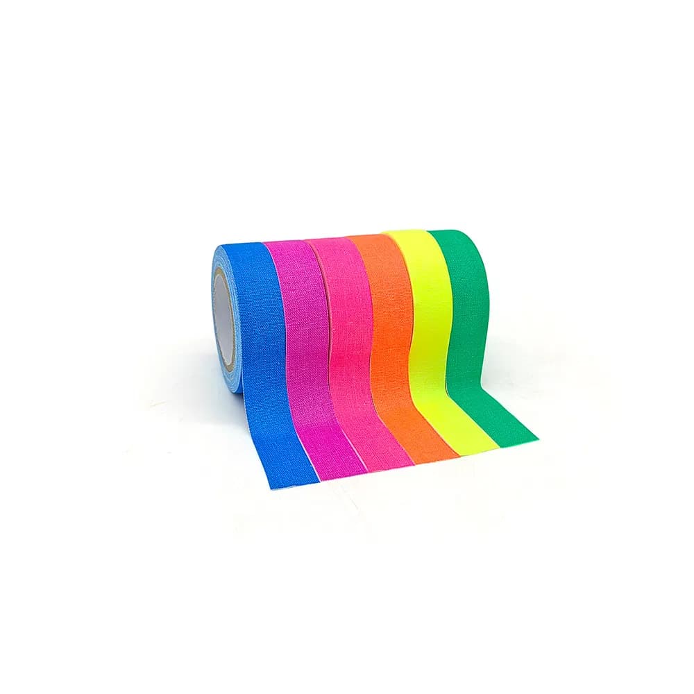 UV Light Visible Glowing Blacklight Reactive Neon Fluorescent Colored Adhesive Gaffer Luminous Warning Marking Cotton Cloth Tape