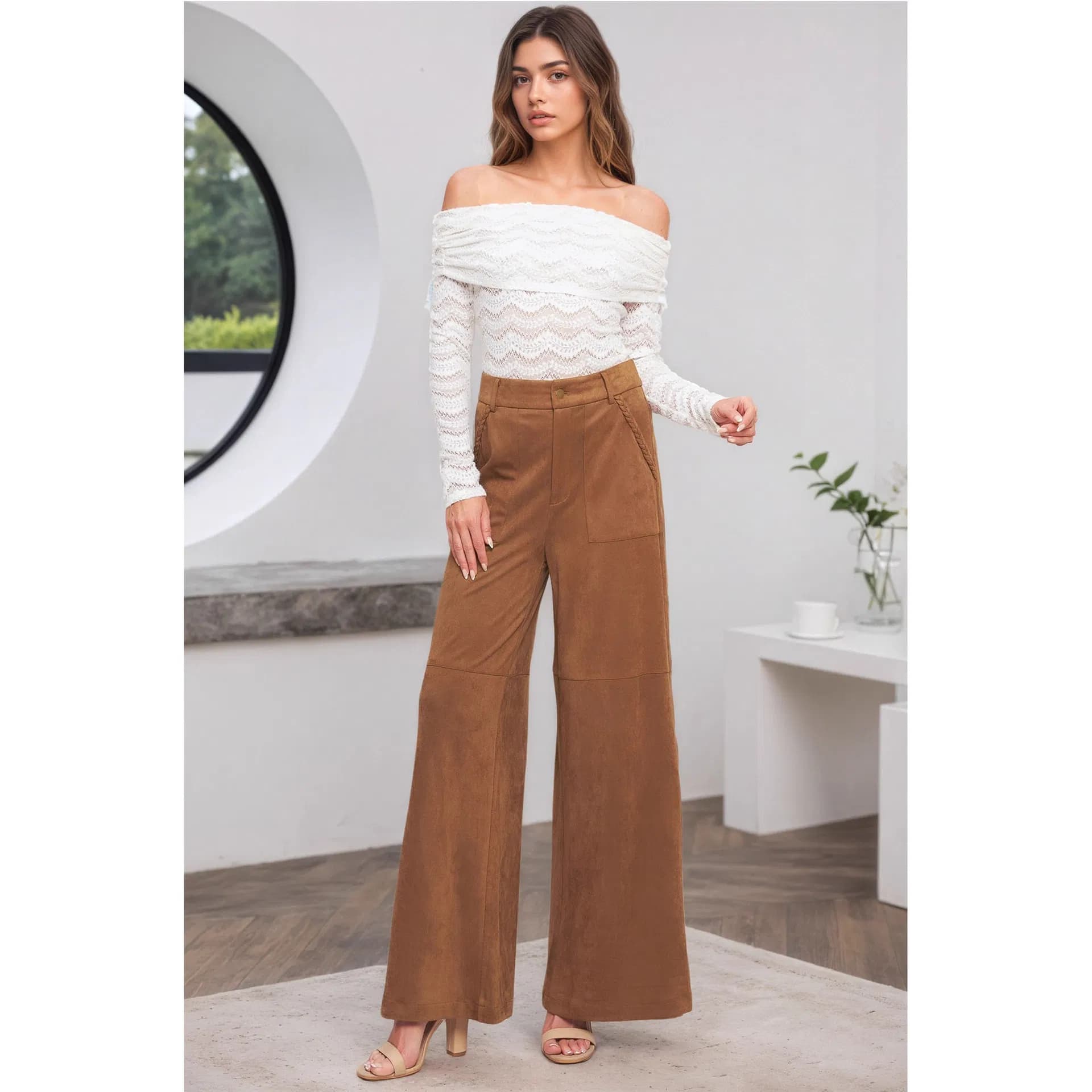 New 2025 Spring Hot Selling Women's Casual Straight Straight Solid Color Velvet Pants