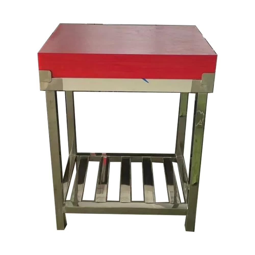 Stainless Steel Double Layer Kitchen Work Table Rectangle Workbench with PE Board