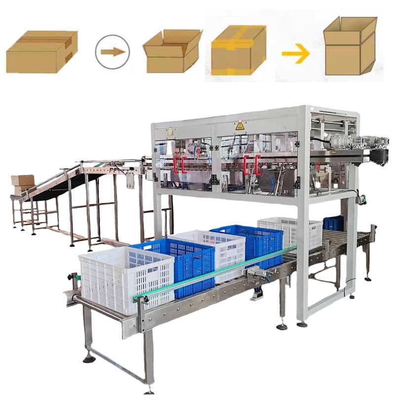 Automatic Carton Cardboard Box Unpacking Machine Machinery with Unboxing Top & Bottom Tape