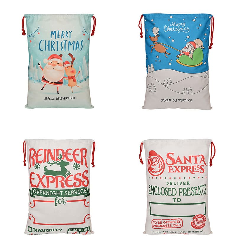 Snowman Snowflake Santa Claus Wrapping Drawstring Bag Christmas Gift Bags
