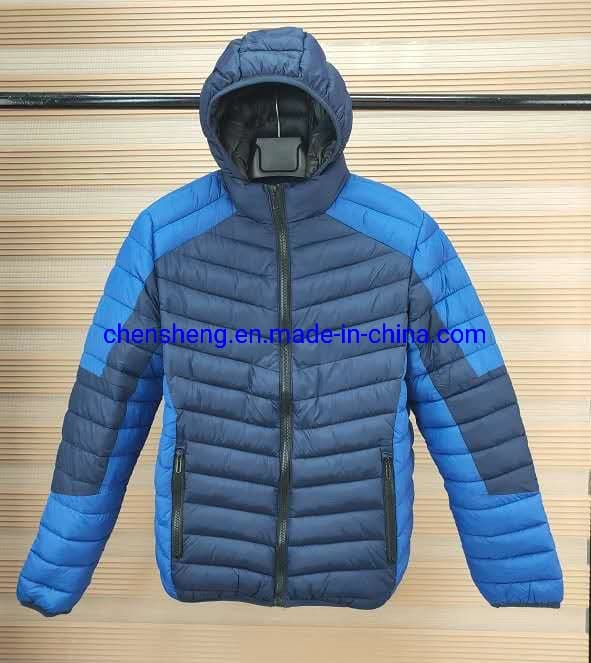 in Stock Low Price Cheap Men's Padded Jacket with Detachable Hoody Windproof