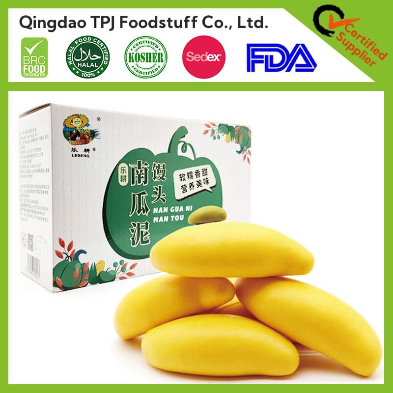 Oriental Traditional Food Frozen Pumpkin Buns Hot Sale Ready Steamed Bun