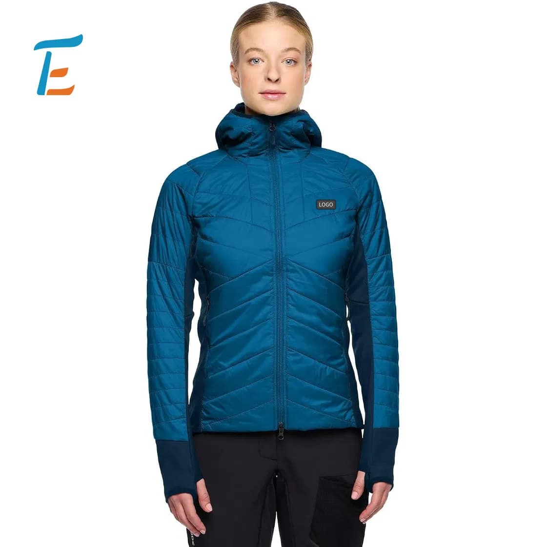 Women Down Jacket Warm Athletic Hybrid Quilted Sport Windproof Outerwear
