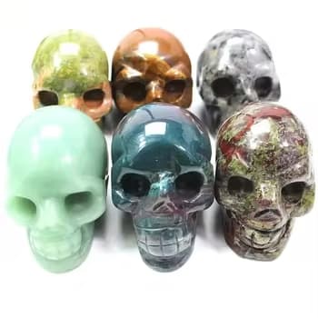 Wholesale 2" Opal Amethyst Black Obsidian Mixed Materials Skulls Healing Crystal Skulls