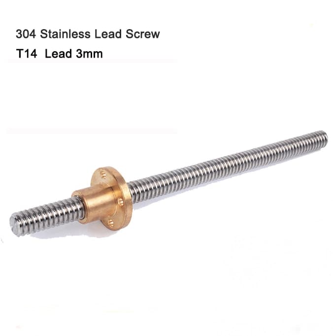 3D Printer T14 China Lead Screw Customization Length Stainless Steel High Quality T Shape Design Screw Rods with Brass Nut