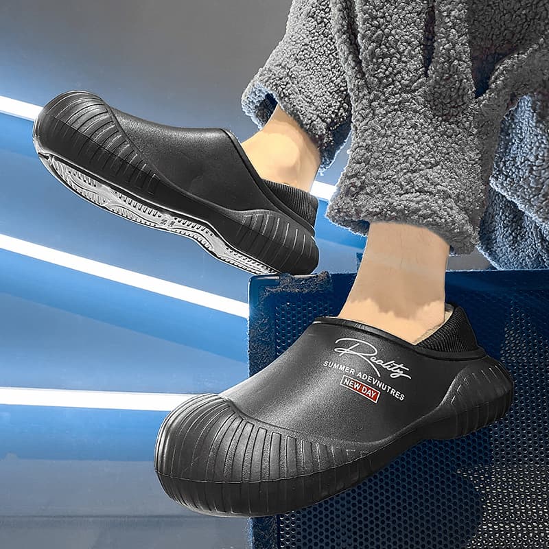 Winter Plush Closed Toe Cozy Warm Indoor Outdoor Slippers Home Clogs Mules