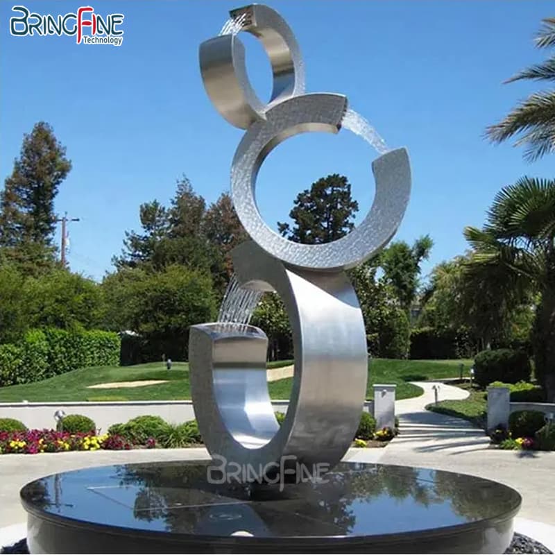 Outdoor Street Decoration Laminar Jet Stainless Steel Water Fountain