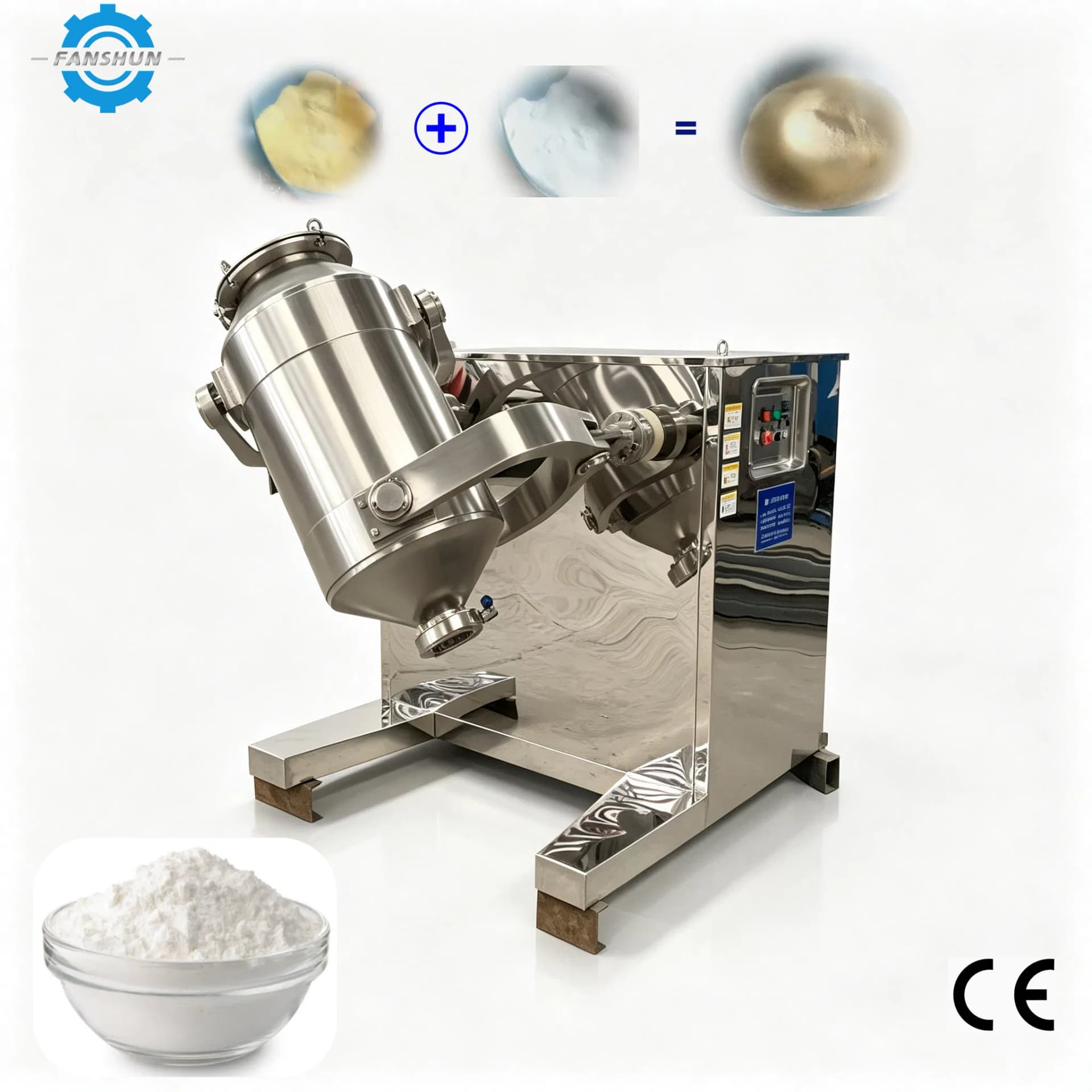 CE Automatic Powder Granule 100L 3D Three-Dimensional Multi Directional Motion Powder Granule Mixer for Food Mixing Machine
