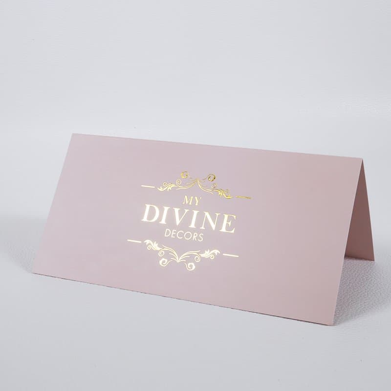 High Quality Hot Stamp Name Logo Custom Pink Paper Print Folder Card