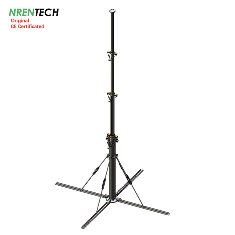 8m Lockable Pneumatic Telescopic Mast 50kg Payload with Quadpod Bracket