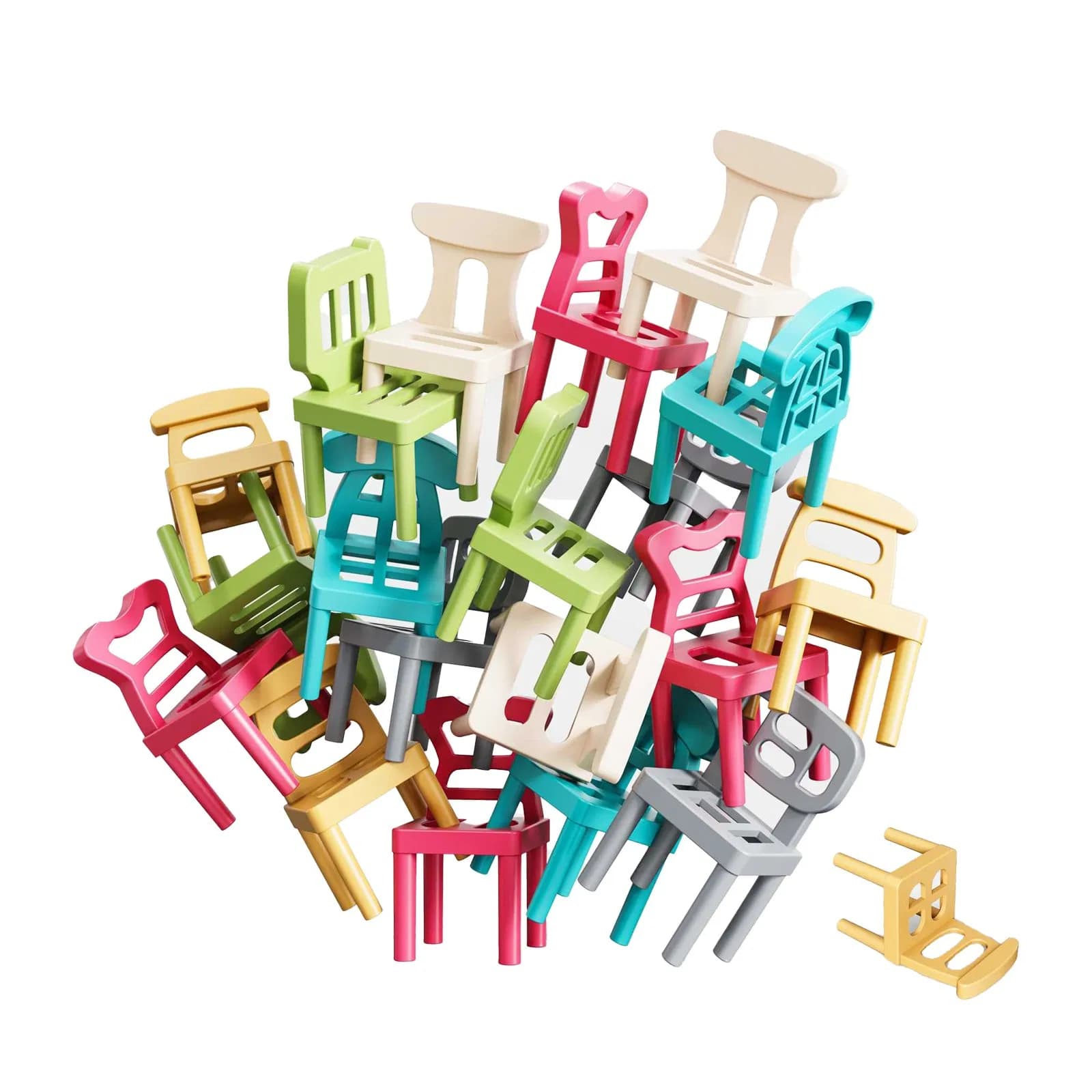 60PCS Stacked High Chairs Board Game Family Board Balancing Party Game Toys Games for Kids