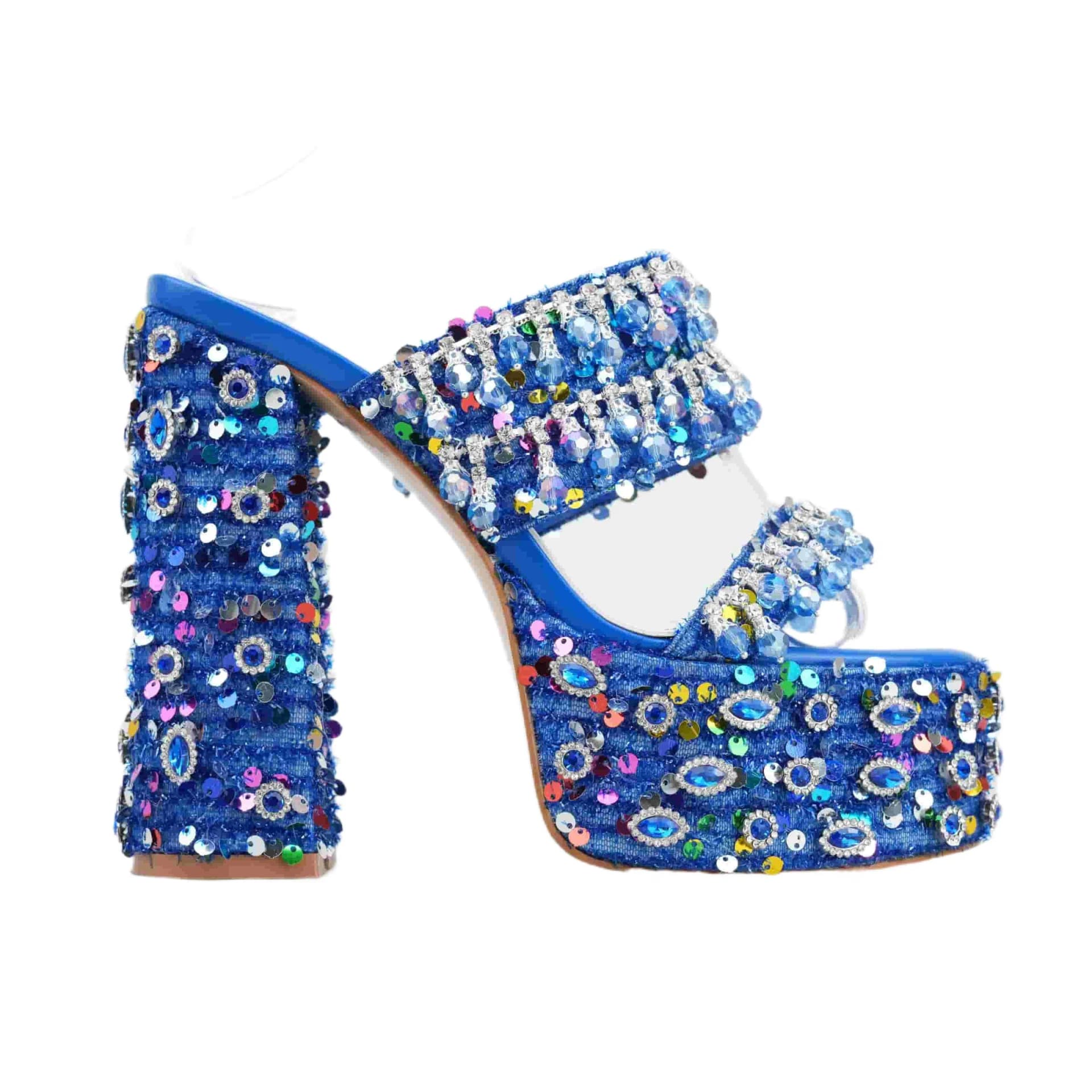 Trendy Floral Ladies High Heel Platform Street Shoes Women Slipper Sandals