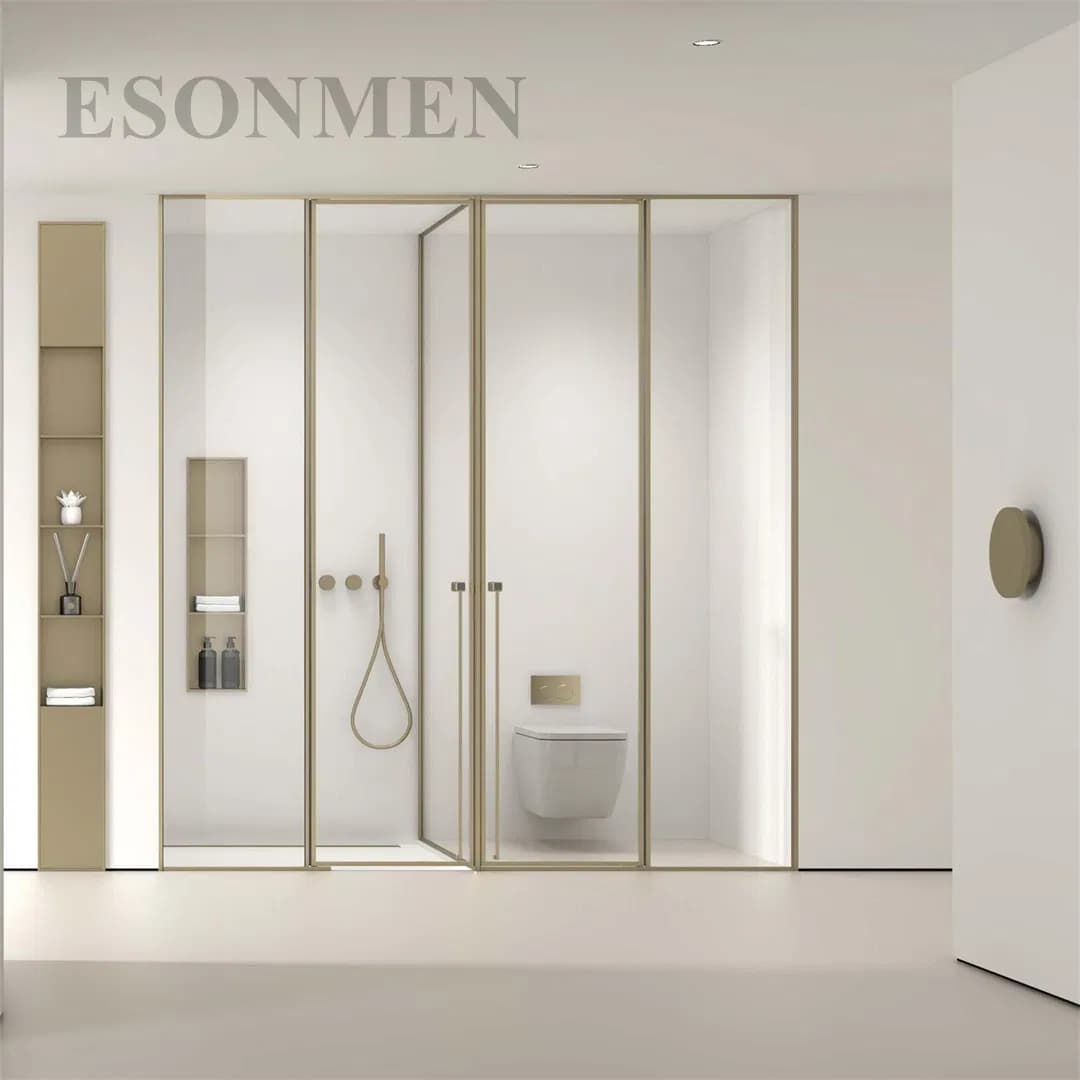 Luxurious Gold Shower Enclosure with Stylish Modern Design