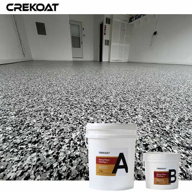 Full Broadcast Flake System Water Based Epoxy Basecoat Polyurea and Polyaspartic
