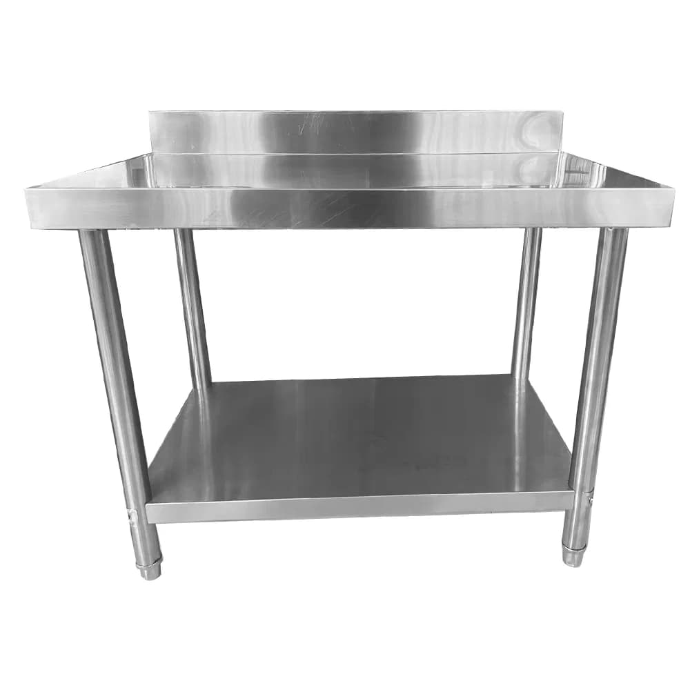 Stainless Steel Kitchen Work Table Flat-Plate Worktable with Backsplash