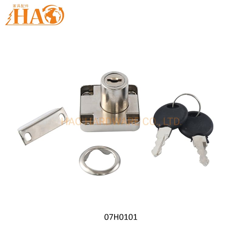 Furniture Fitting Drawer Lock Iron Nickel Single Door Locks with Keys