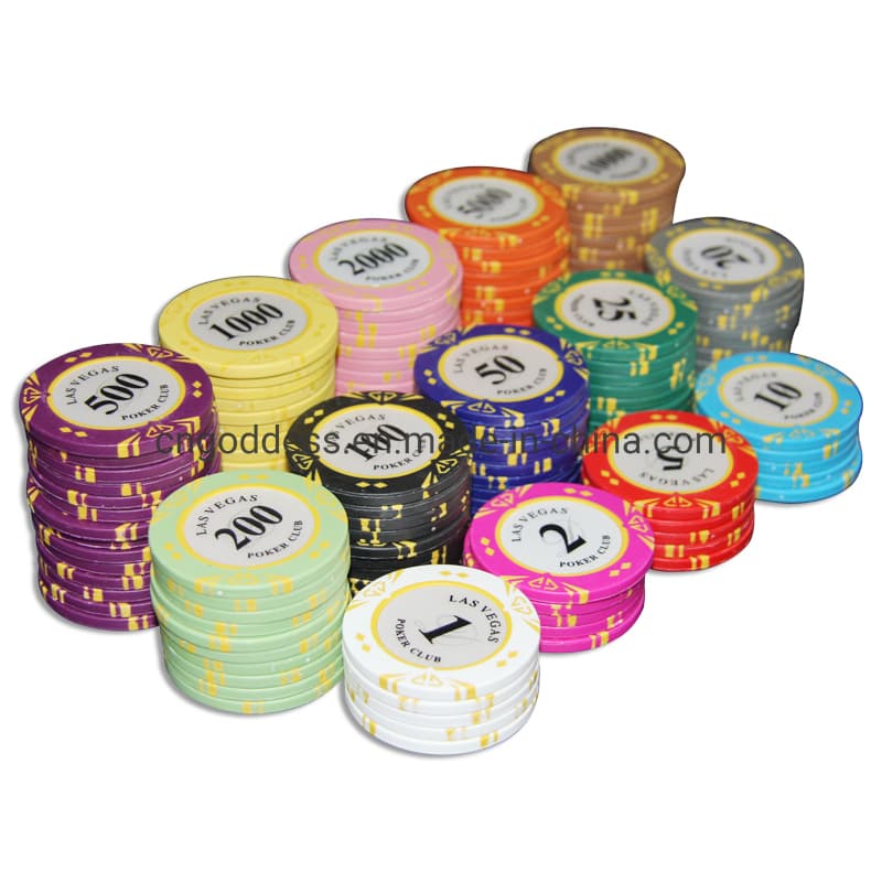 14G Clay 3-Tone Monte Carlo Poker Chip with Golden Trim Sticker